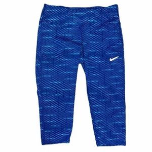 Nike Blue Multi Dotted Printed  Yoga Crop Leggings Pants